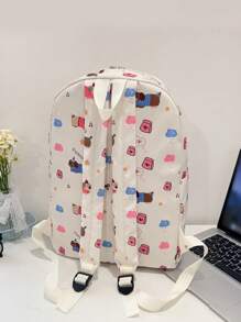 1 Pieza Mochila básica clásica y elegante para volver al colegio, bolso escolar con estampado de perro de dibujos animados, con compartimento para portátil, correas ajustables, mochila casual y ligera para viajes, perfecta para niñas/adolescentes/estudiantes/graduados, ideal para uso diario, salidas, viajes, escuela y vuelta al colegio