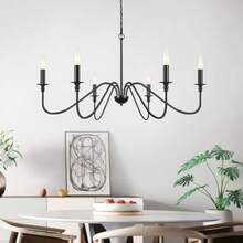 1pc Vintage Iron Branches Pendant Light, 6 Lights, Black/Gold, Modern Living Room Chandelier, Industrial Style Farmhouse Pendant Lamp, Suitable For Indoor Decoration, Living Room, Bedroom, Dining Room, E14 Bulb Socket, AC85-265V, D88cm/35 Inch (Bulbs Not Included)