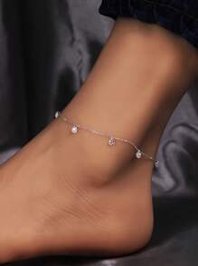 ELSEDES 1 pieza Tobillera/Cadena para el Body mínimalista y única, hecha a mano de plata de ley S925, con forma geométrica incrustada de rhinestones, destacando un encanto distintivo, joyería de alta calidad adecuada para atuendos diarios y de fiesta de mujeres