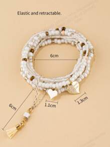 1pc/Set New Arrival Summer Alloy Heart Pendant Beaded Bracelet