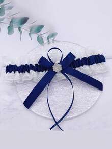 Lace Elegant Wedding Garter With Rhinestone Heart Decoration And Bow Bridal Garter Belt, Wedding Decoration Set– Bridal Leg Accessory For Wedding Season- Bridal Shower - Bride To Be - Bachelorette Party - Bridesmaid Gift - Multicolor - View 8