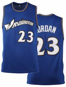 Atonmore Jersey de baloncesto para hombre número 23, azul, camisa de baloncesto bordada y cosida, camiseta de tirantes sin mangas - Azul - Ver 1