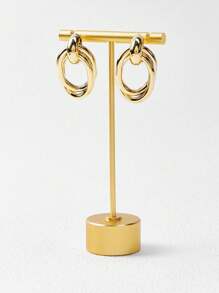 2 pièces Boucles d'oreilles créoles rétro exagérées avec motif géométrique unique, boucles d'oreilles élégantes et polyvalentes de mode de haute qualité pour femmes, portées de manière décontractée
