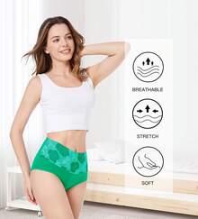 Women's Cotton High Waist Tummy Control Panties Jacquard Ladies Panty Multipack - Comfort - Brief 01 - 8 Pack - Assorted Colors 03 - View 4