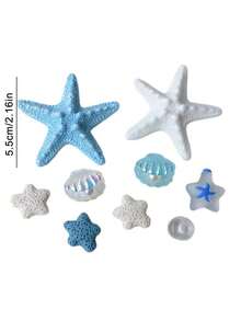 一套9个带有海星贝壳树脂装饰的沙滩包挂饰。套装包含耐用塑料制成的登山扣和装饰扣，包装精美。非常适合为您的沙滩包、钱包、手提包和沙滩配饰增添一抹海滩风情。 - 彩色 - 查看 12