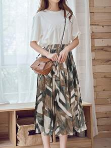 女式休闲松紧腰A字波西米亚裙