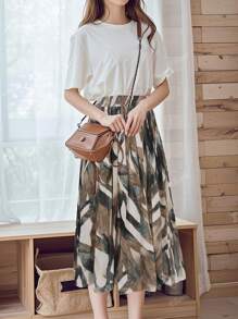 Women's Casual Elastic Waist A-Line Bohemian Skirt
