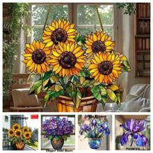 Vibrant Mohnblumen Acryl Sonnenfänger - Sonnenblumen Fensteraufhängung Dekoration für Zuhause & Garten, ideales Geschenk für Blumen Enthusiasten, Kein Stromanschluss benötigt, perfekt für Wohnzimmer, Büro und Außenbereiche