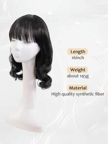 1 bộ tóc giả xoăn ngắn tổng hợp - Tóc giả hóa trang cho bé gái - màu đen - Xem 4