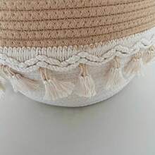 Decorative Rope Basket Boho Nursery Decor Small Cute Woven Tassel Closet Storage Bins Organizer For Toys, Shower, Gift Basket, Round Indoor Tree Pot Cover - Multicolor - View 8