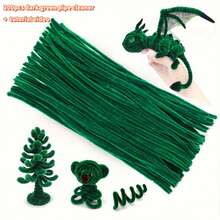 100/200/300/500/1000 件优质白色雪尼尔管道清洁器套装，带教学视频 - 灵活毛绒工艺棒，适用于 DIY 项目、圣诞装饰等 - 翠綠色 - 查看 22