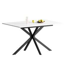 Extendable Dining Table And Chairs Set 4, 120-160cm Marble Effect Table With 4 Black Upholstered PU Leather Chairs For Dining Room, Kitchen - Marble Dining Table + 4 Black Chairs - View 5