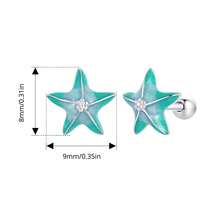 WOSTU 1 件 925 纯银时尚海星海龟耳环海洋系列耳环 CZ 镀铂金女士夏季派对珠宝礼物