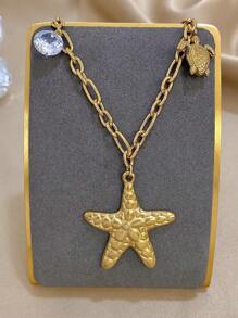 1 Stück Seestern Charm Halskette für Frauen, süßer Anhänger an Edelstahlkette, Alltagsschmuck, Partyschmuck, Weihnachtsgeschenke