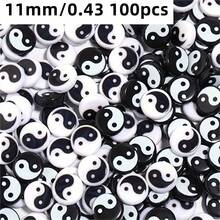 100/200pcs 7-11mm Black And White Eight Trigram Acrylic Loose Beads Can Be Used To Make Bracelets, Necklaces, Rings, And DIY Jewelry Accessories With Spacer Beads - Bagua Beads - View 10
