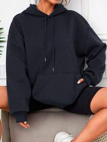 Shendy Vendy Women's Plus Size Drawstring Thermal Fleece Lined Hoodie Sweatshirt