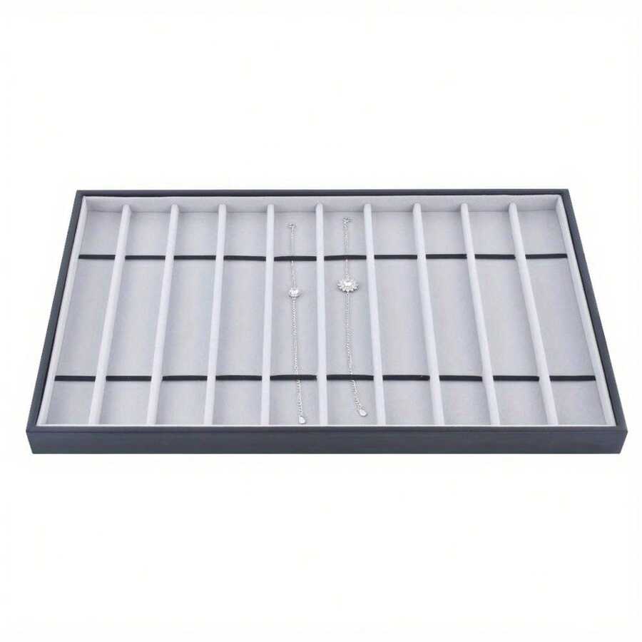 1pcs Stackable Jewelry Tray Storage Box - 10 Compartments, Gray Jewelry Display Storage Box, Jewelry Display Stand For Necklaces, Bracelets, Watches, Suitable For Jewelry Display And , Jewelry Storage