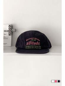 1pc Retro Letter Printed Baseball Cap For Women, Summer Student Versatile Breathable Wide Brim Mesh Cap, Patchwork Color Flat Brim Adjustable Snapback Hat With Embroidered Logo, Street Fashion - Flat Eaves - View 30