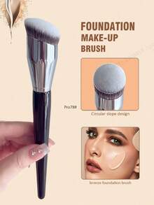 1 pensulă mare pentru fond de ten cu cap circular oblic, pensulă profesională de machiaj din păr sintetic pentru conturare, pensulă pentru fond de ten, pensulă pentru corector, pensulă pentru blush, pensulă pentru contur, pensulă pentru blush, pensulă pentru bronzer, pensulă pentru pudră, pensulă pentru fond de ten, pensulă pentru blush