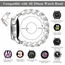 时尚串珠表带，双排闪亮表带，手工弹性串珠替换表带，兼容 Galaxy Watch 4 40mm 44mm 表带 / Galaxy Watch 5 / Active 2 40mm 44mm / Watch 4 Classic 42mm 46mm Watch7 40mm 44mm 女式表带，适合 5.5-7.3 英寸手腕，完美的珠宝手表配件，Galaxy 表带 - 白色 - 查看 3
