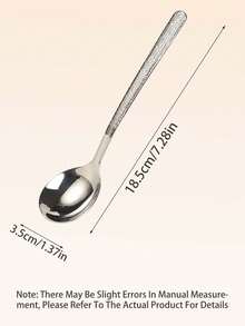 1/4/8pcs Elegant Stainless Steel Hammered Round Head Spoons - Perfect For Soup, Rice And Desserts - Durable Kitchen And Dining Tableware, Soup Spoons - Silver - View 11