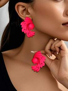 Betykuku 1 Pair Bohemian Multicolor Orange-Red Earrings, Casual/Beach/Party Accessory Gift For Women & Girls