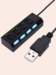 7 端口/4 端口 USB 2.0 集线器适配器带 LED 灯，独立电源开/关开关，适用于电脑、平板电脑、笔记本电脑 [仅支持数据传输，不支持充电] - 彩色 - 查看 3