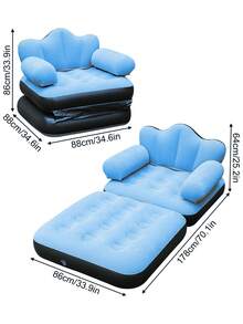 1pc 5-In-1 Inflatable Folding Sofa, Suitable For Patio, Home And Outdoor, Soft Inflatable Sofa, Portable Air Mattress Sofa Bed With Flocked Top, Dual Air Sofa For Camping/Car Travel/Home Leisure - Multicolor - View 8