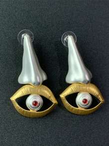 1 par de aretes de mujer con estilo vintage, aretes tipo gota con diseño de ojo del diablo en color mate y acabado vintage francés para damas