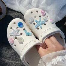 10/18PCS Shoe Accessories ,Summer Ocean Star Shell Dolphin Flower Pearl Shoe Decorations Removable DIY Shoe Decorations Gift Creative Street Style , ABS Resin Material ,DIY Shoe Buckle ,Shoe Flower Shoe Clip High-End Temperament New Shoe Buckle,Hole Shoes Accessories Slippers Children And Adults Universal Detachable DIY Cute Accessories,Can Be Matched With Any Style