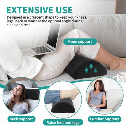 1 Stück multifunktionales Sofa Bein Kissen, minimalistisches hochdichtes Schaum Halbkreis Sofa Bein Kissen mit Befestigungsriemen und rutschfestem Bodenentwurf, vielseitiger Stützkissen für Knie/Bein/Nacken/Taille zur Förderung der Blutzirkulation, Schmerzlinderung und Schwellungen, Reduzierung des Gelenkdrucks, Unterstützung der Erholung nach Operationen, abnehmbarer Bezug, geeignet für Lässig Zuhause, Büro, Relaxsessel und Schlafruhe