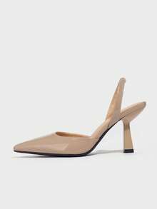 女士尖头踝带高跟鞋，简约时尚，适合派对、休闲、户外、日常通勤，杏色PU鞋跟，优雅 - 杏色 - 查看 7