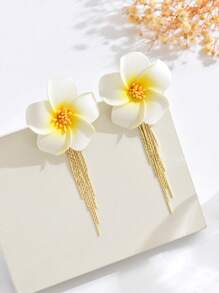 1 par de pendientes elegantes con flecos de flor de margarita de color degradado, diseño delicado y bonito, adecuado para uso diario, resort y fiesta de mujeres