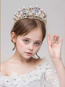 1pc Elegant & Cute Crystal Rhinestone Decor Girl's Multicolor Crown Headband, Suitable For Ball, Performance, Party, Birthday, School, Daily Wear, Fashionable & Luxurious Decorative Hair Accessory