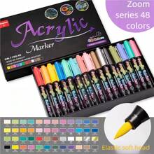 12/24/36/48/60/100 Farben Acryl Markerset, kreative DIY Bastelkunstbedarf, ideal für Papier, Glas, Holz, Stein und Keramikmalerei und -gestaltung, tolles Geschenk für Freunde, Schulmaterial, Schulanfang