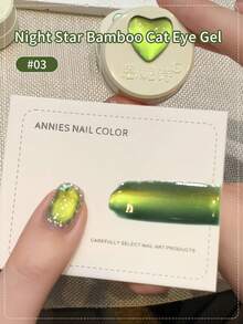 annies 5ml Summer Night Star Bamboo Green Cat Eye Gel Polish - Soak Off UV/LED Nail Varnish Green Glass Bead Cat Eye Gel Nail Salon DIY 1pc/3pcs - 彩色 - 查看 6