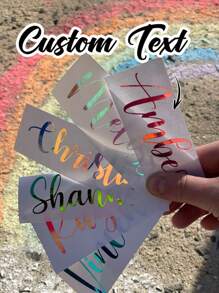 Custom Name Printed Gradient Color Stickers, Personalized Gradient Font Stickers, Paper For Windows, Glasses, Mugs, Water Bottles, Wine Glasses, Custom Text Decals For Weddings, Etc., College Daily Name Stickers, Personalized Rectangular Stickers,Art Activities For Children