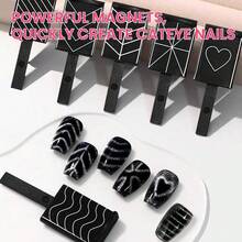 37 PCS Cat Eye Magnet Set 6 In 1 Nail Polish Magnets For Nail Polish Gel Hearts Flowers Magnets For Nails Nail Art DIY Design Supplies For Home SalonW10 - Black - View 6