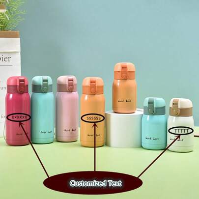 1 Pc Creative Compact Cute Stainless Steel Double Wall Insulated Travel Mug With Lanyard, Customized Casual Water Cup