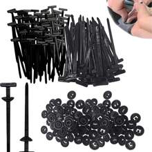 10/20/30/50/100 قطعة كابل بلاستيكي نايلون عالي التحمل مع قفل، سوستة ذاتية القفل، بلاستيك حامل كبل بتصميم المسمار والزر، لاستخدامات السيارات تحت السيارة، المصد، غطاء الصندوق، مادة تأمين الكابلات اليومية