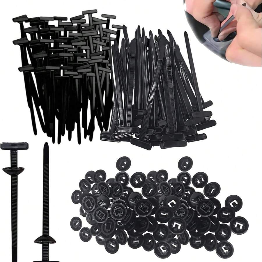 10/20/30/50/100 قطعة كابل بلاستيكي نايلون عالي التحمل مع قفل، سوستة ذاتية القفل، بلاستيك حامل كبل بتصميم المسمار والزر، لاستخدامات السيارات تحت السيارة، المصد، غطاء الصندوق، مادة تأمين الكابلات اليومية