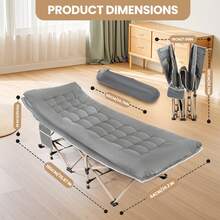 UBRAVOO Portable Camping Bed For Adults With Pillow, Extra Wide Foldable Camping Bed, Robust Sleeping Bed For Outdoor Travel, Office, Sturdy And Comfortable Tent Bed