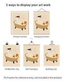 1 件鹅妈妈浴缸墙壁艺术异想天开的“故事时间鹅”印刷品，适用于托儿所和儿童浴室，带墨水的复古动物海报，性别中性的幼儿房间装饰和婴儿洗澡礼物（无框艺术印刷品） - 彩色 - 查看 6