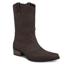 Bota Hombre URBAN COWBOY Piel Natural Punta Cuadrada Rodeo Vaquera Básico Cremallera lateral Exterior - Café integral - Ver 5