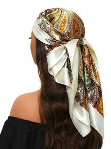 1 pezzo Lussuoso foulard quadrato oversize con protezione solare, 90cm, sciarpa da collo con stampa di moda, versatile per tutte le stagioni