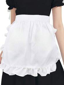 1 chiếc tạp dề hầu gái màu trắng có diềm xếp nếp, phù hợp với phụ nữ, lý tưởng cho nhà hàng, quán cà phê, quán bar, đồ dùng nhà bếp, tạp dề phục vụ bàn - Nhiều màu - Xem 11