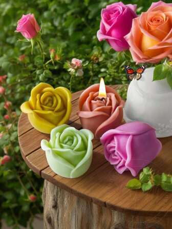 1 个情人节玫瑰香薰蜡烛硅胶模具，用于装饰香薰石膏饰品的硅胶模具，用于制作香薰蜡烛、玫瑰蜡烛、手工树脂粘土工艺品和其他 DIY 手工家居装饰配件