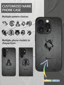 Fashionable Vintage Customized Phone Case, Featuring Bold Animal Totem Designs & Customizable Name, Compatible With IPhone 16 Pro Max/13/15 Pro Max/14/12/11 And Galaxy S24 Ultra/S25 Ultra/S23/S22/S21/A54/A16/A55/A15, Made Of Durable & Flexible PU Leather, Anti-Drop, Ideal For Self-Use Or As A Thoughtful Gift