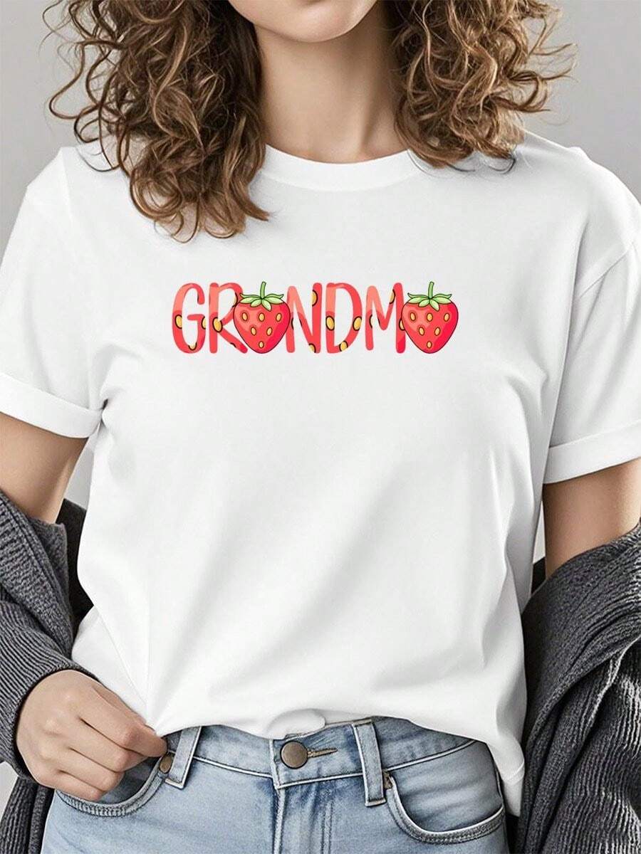 Funny Grandma Strawberry Summer Fruit - Great Mother's Day-Shirt        Summer-Shirt Women - 白色 - 查看 1