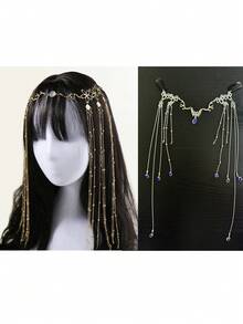 1件装时尚优雅链条流苏头饰额链发链头饰头饰发饰发藤链，发饰，婚礼，节日装扮，锐舞派对配饰，发饰，准新娘